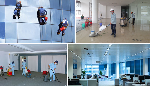 Sử dụng dịch vụ vệ sinh tòa nhà giúp công trình luôn sạch sẽ, đảm bảo tính thẩm mỹ